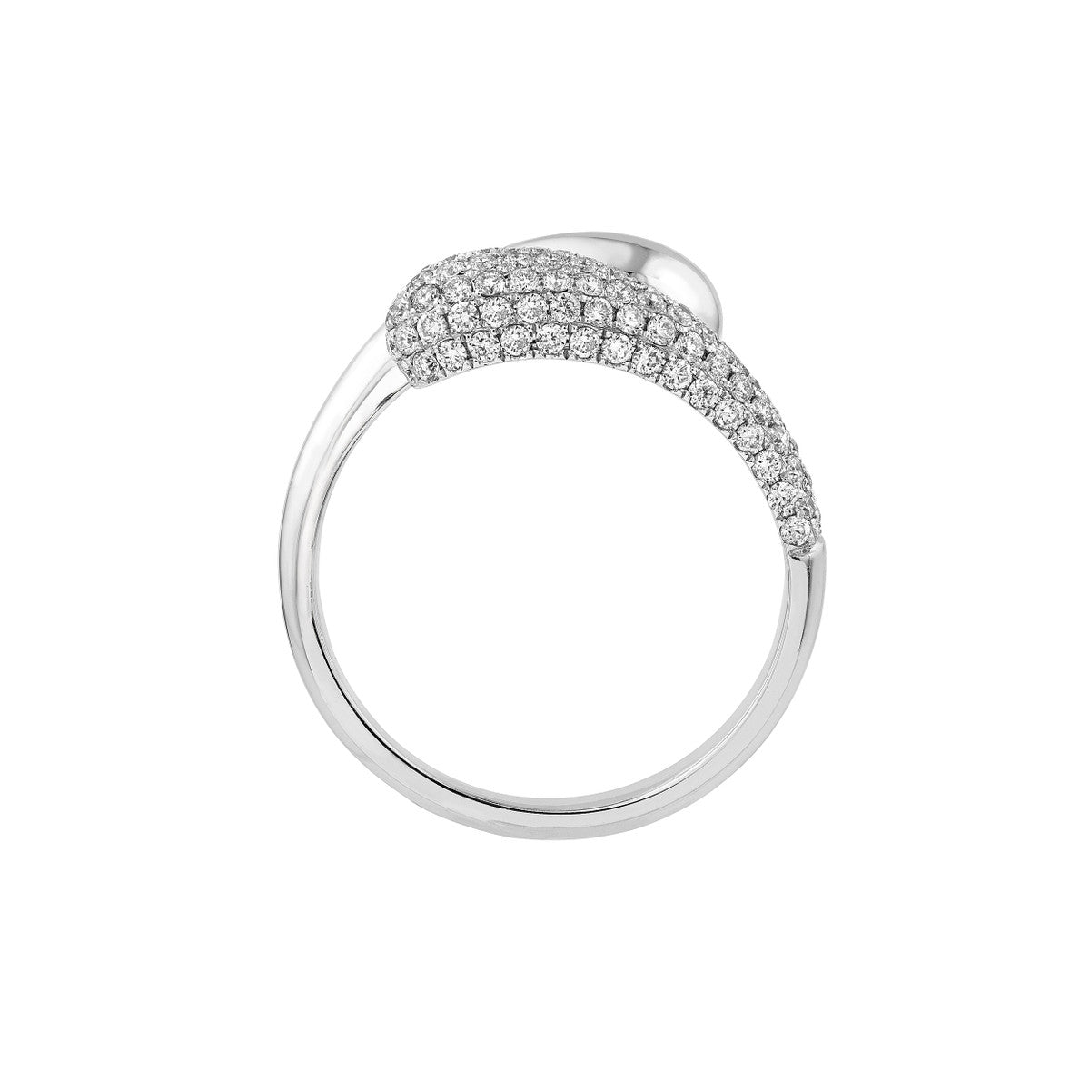 14K Gold Diamond Teardrop Diamond Bypass Ring (White Gold)