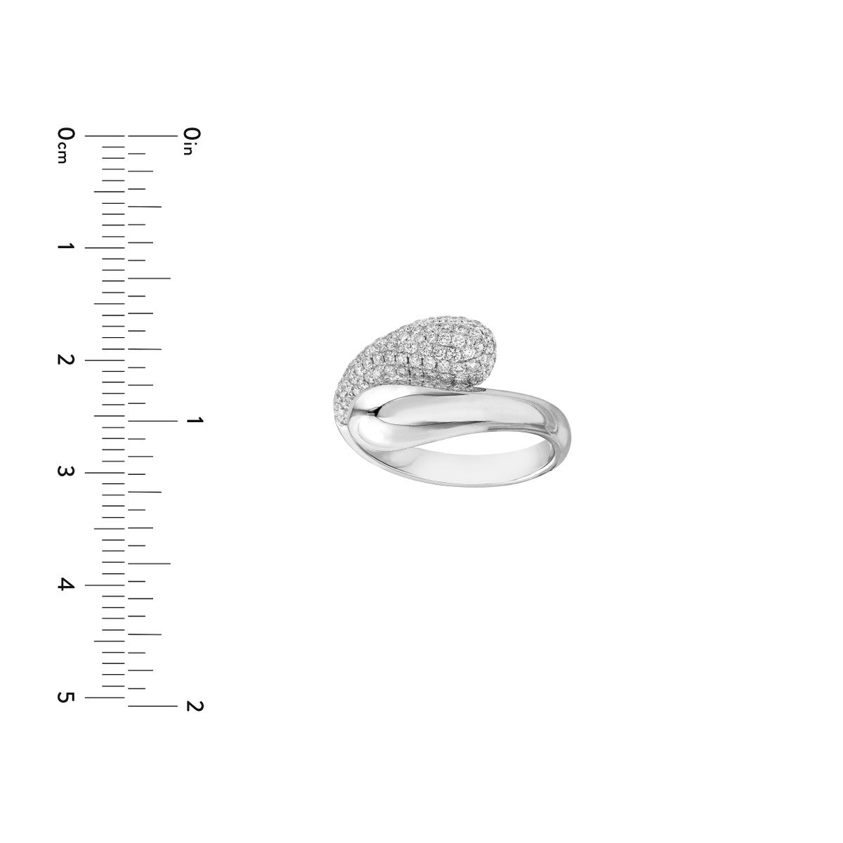 14K Gold Diamond Teardrop Diamond Bypass Ring (White Gold)