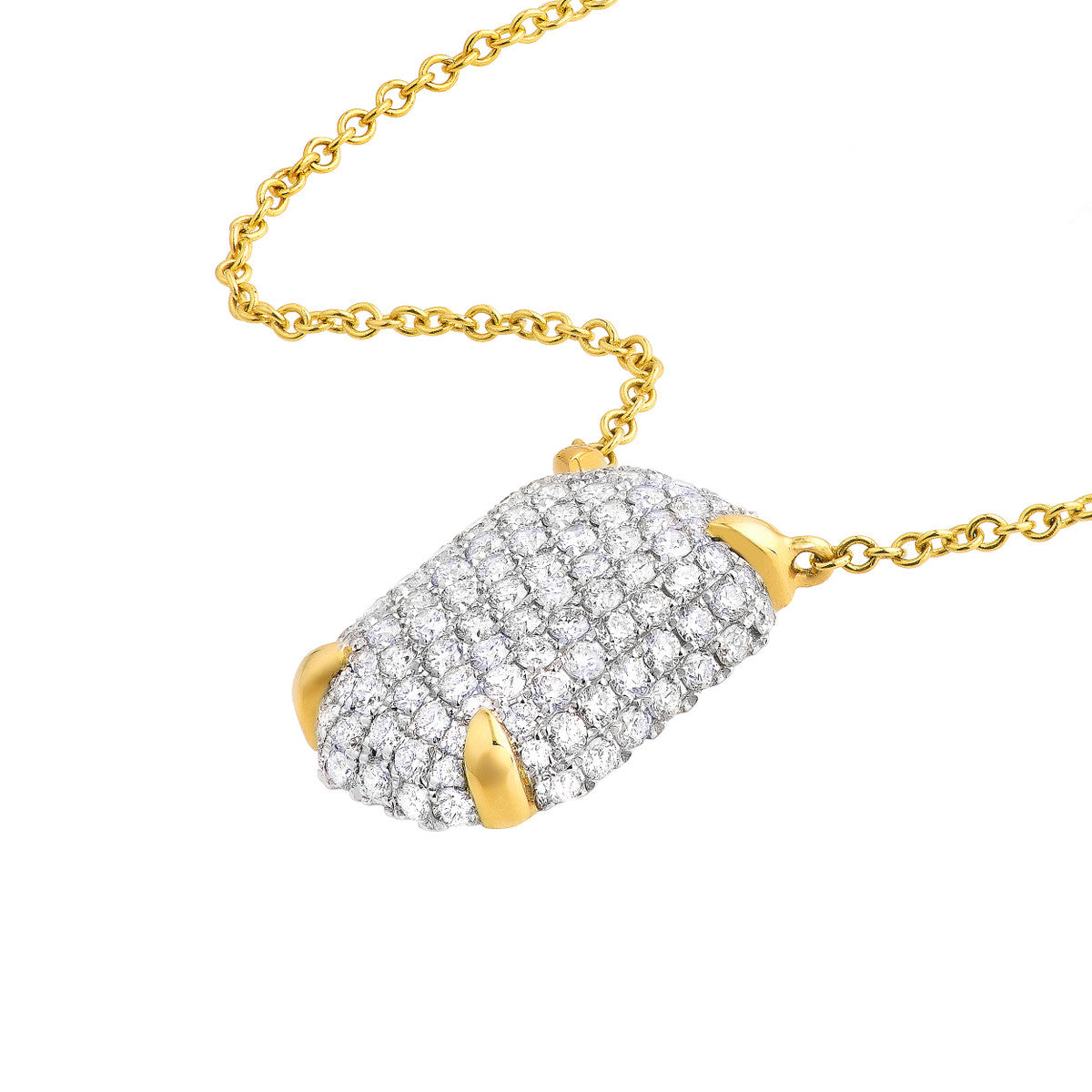 14K Gold Diamond Pendant Necklace Diamond Pave Rectangle Pendant Necklace