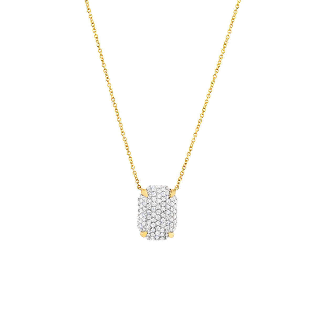 14K Gold Diamond Pendant Necklace Diamond Pave Rectangle Pendant Necklace