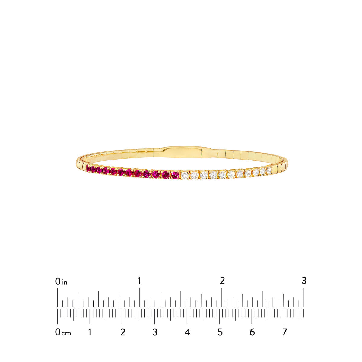 14K Gold Diamond 50/50 Ruby &amp; Diamond Flexi Tennis Bangle