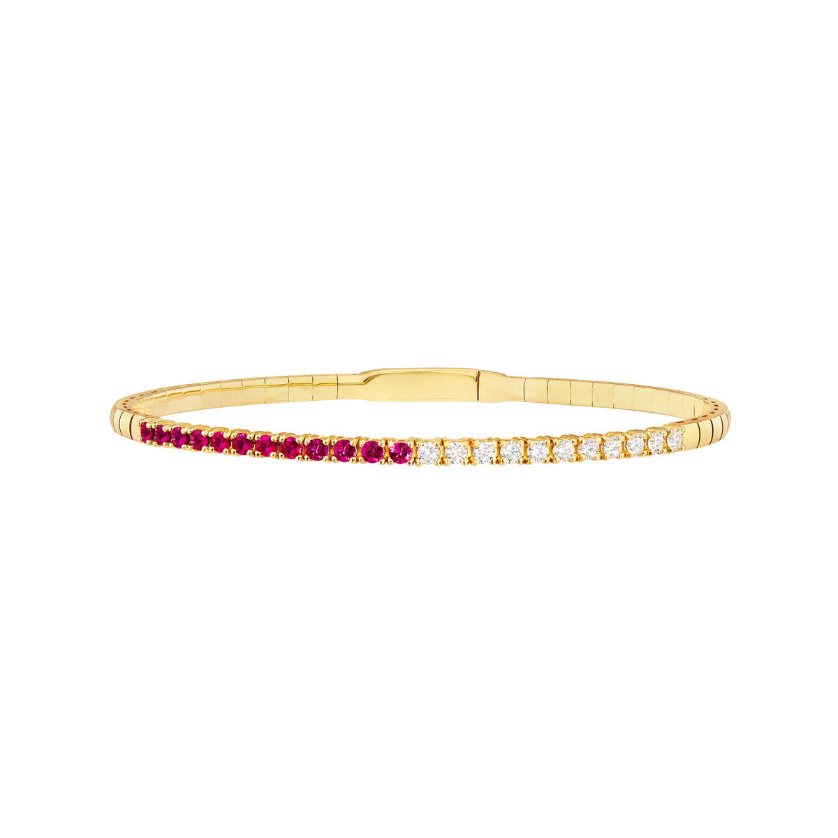 14K Gold Diamond 50/50 Ruby &amp; Diamond Flexi Tennis Bangle