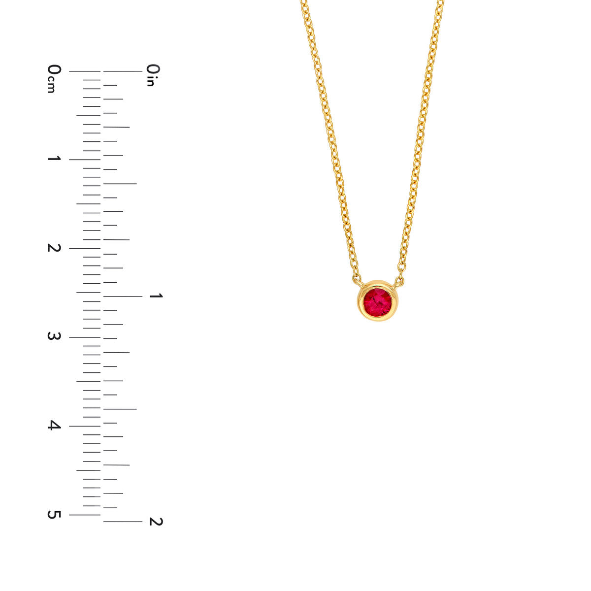 14K Gold Adjustable Necklace 3mm Ruby Stone Bezel Necklace