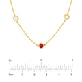 14K Gold Diamond Layered Adjustable Necklace 3/8tcw Diamond & Ruby Bezel Station