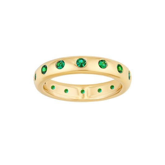 14K Gold 3/8tcw Round Emerald Straight Band Ring
