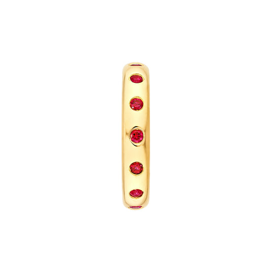 14K Gold 3/4tcw Round Ruby Straight Band Ring