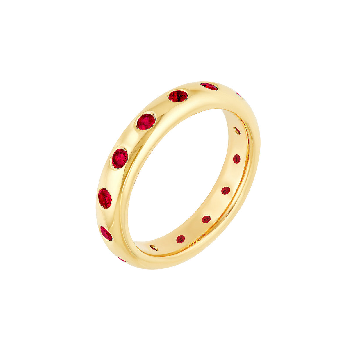 14K Gold 3/4tcw Round Ruby Straight Band Ring