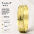 Men's Wedding Band with Brushed Satin Finish with Polished Groove Detailing - Laura Milman New York