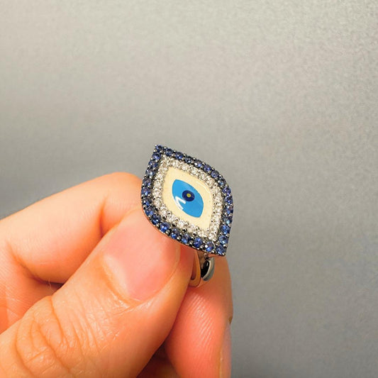 Diamond and Saphire Evil Eye Ring