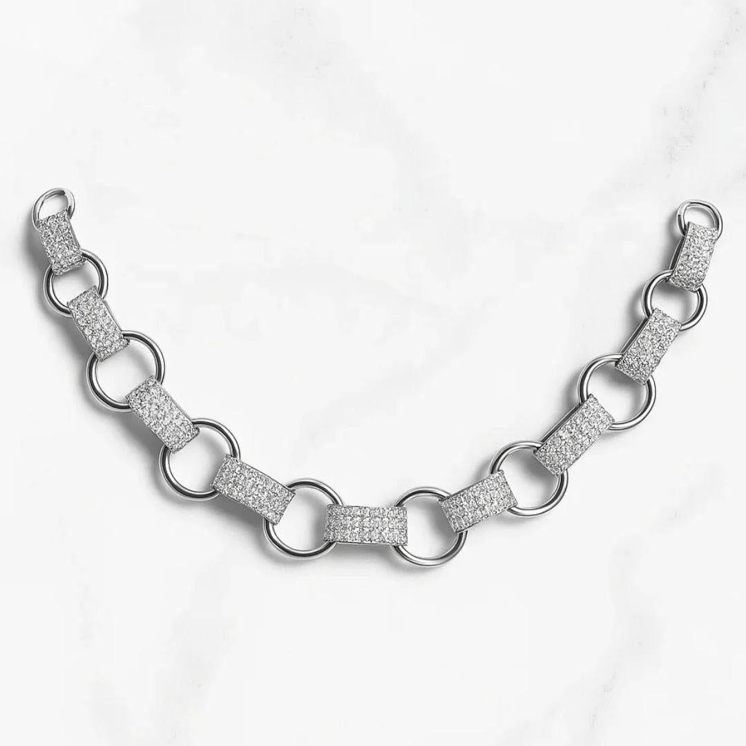 7 ct. Statement Natural Diamond Link Bracelet in 18k White Gold