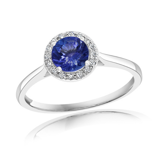 Blue Sapphire Halo Ring