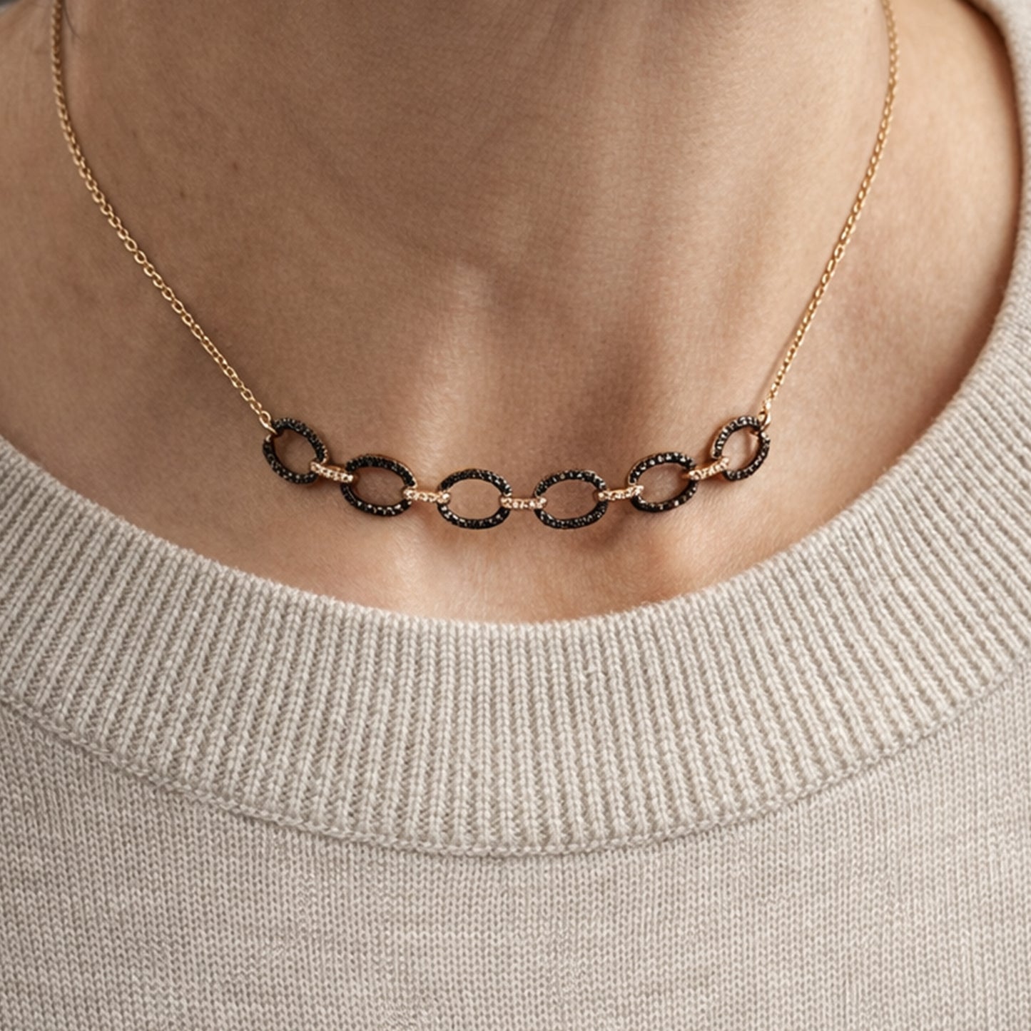 Rose Gold Choker (18K) with Black Diamonds - Laura Milman New York