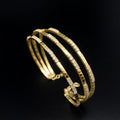 1.95ct Diamond Yellow Gold Three Wire Bangle - Laura Milman New York