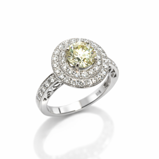 Yellow Diamond in Double Halo