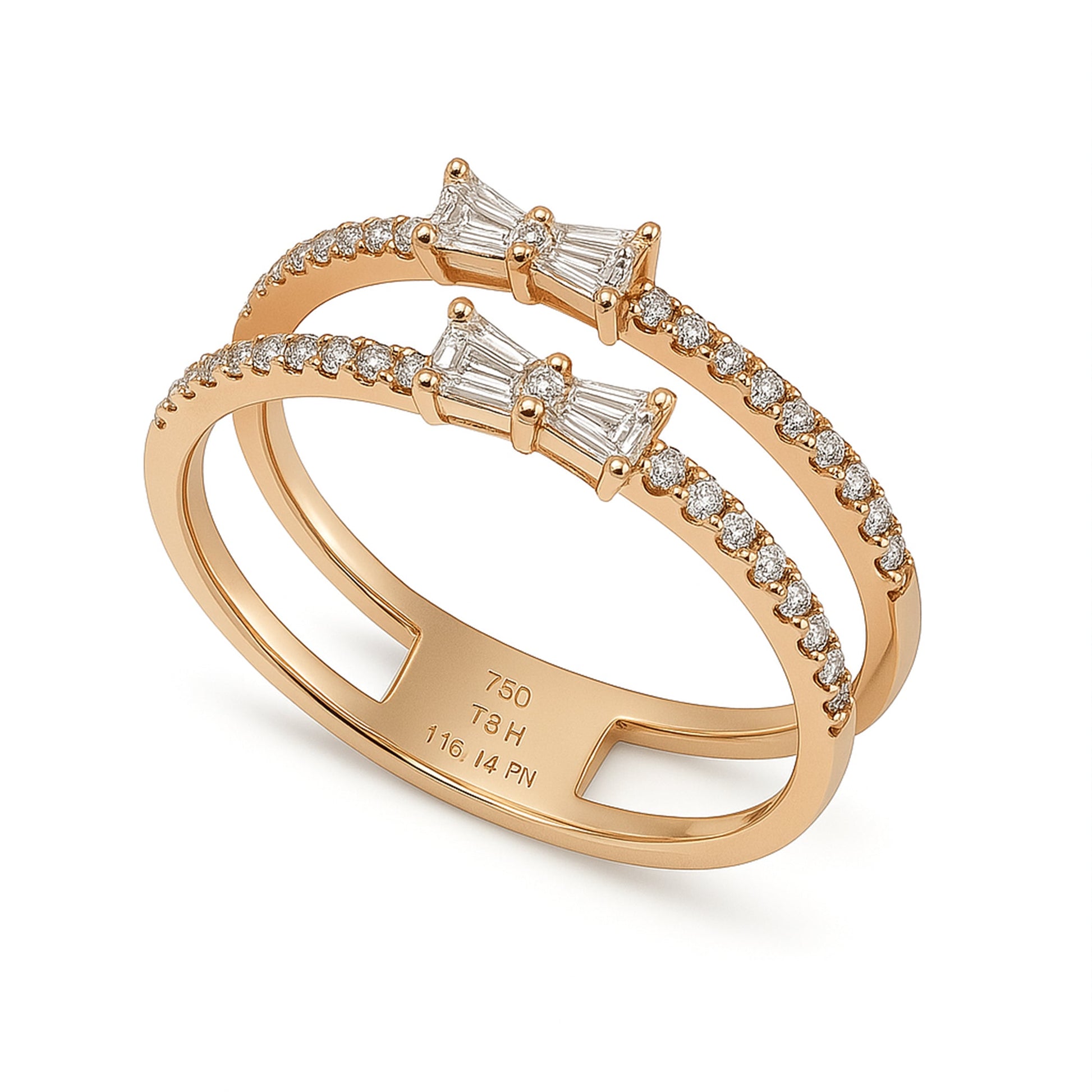 Diamond Bow Tie Ring in Rose Gold