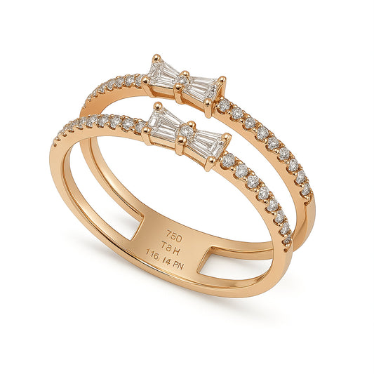 Diamond Bow Tie Ring in Rose Gold