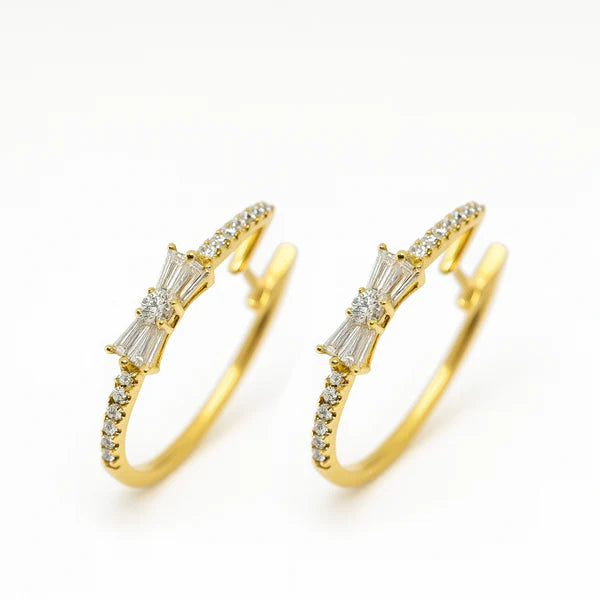 Yellow Gold Bowtie Huggie Earrings