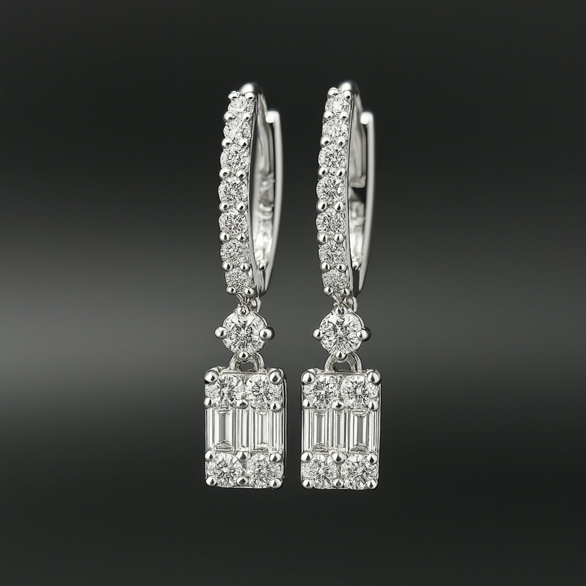 Drop Diamond Earrings with Baguettes — Laura Milman New York