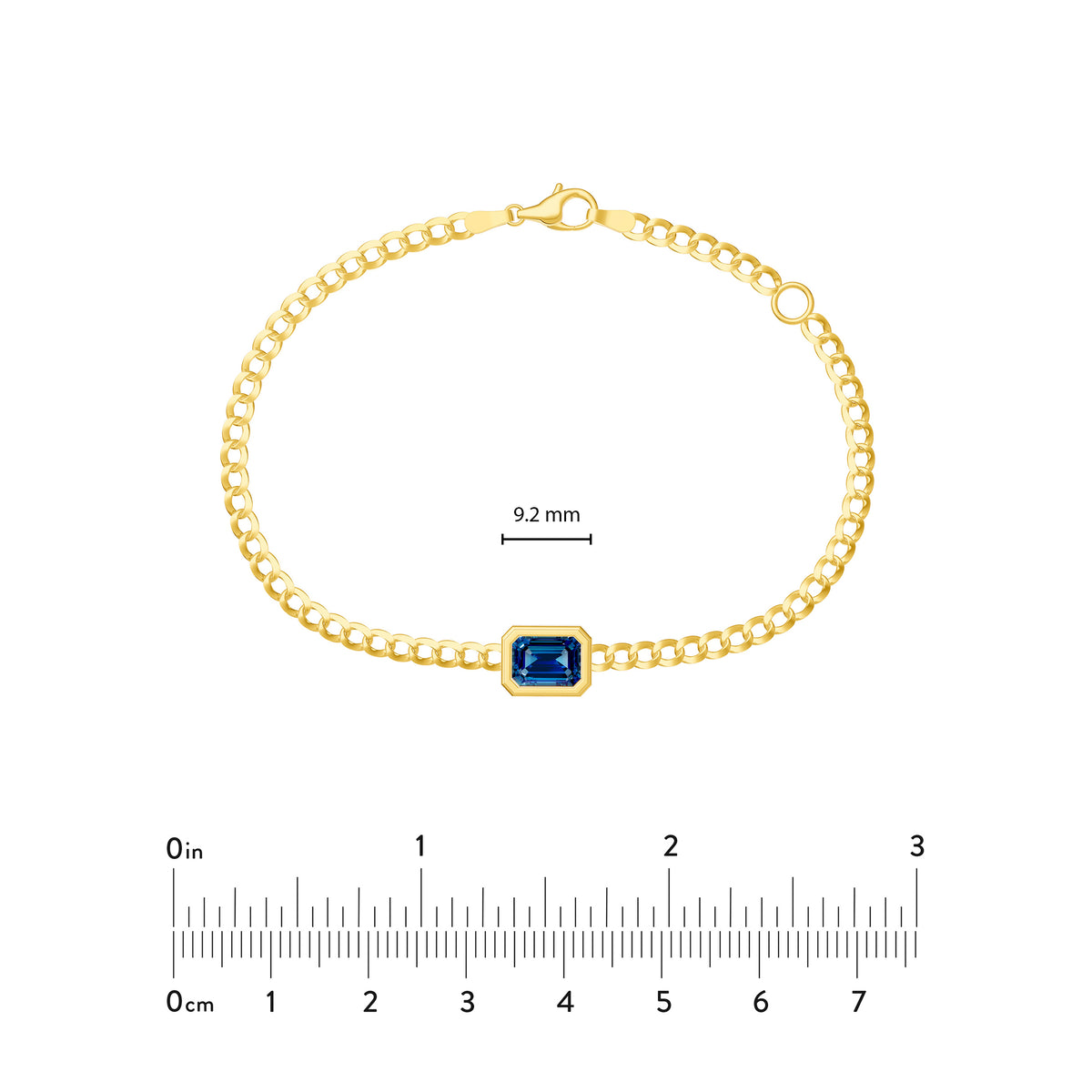 Emerald-Cut London Blue Topaz Curb Bracelet in Yellow Gold — view 4 — Laura Milman New York