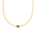 London Blue Topaz Curb Necklace in Yellow Gold view 1