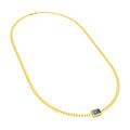 London Blue Topaz Curb Necklace in Yellow Gold view 3