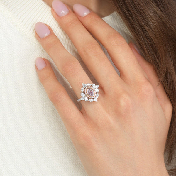 1.03ct Fancy Light Pink Oval Diamond Ring SI2 GIA — view 2