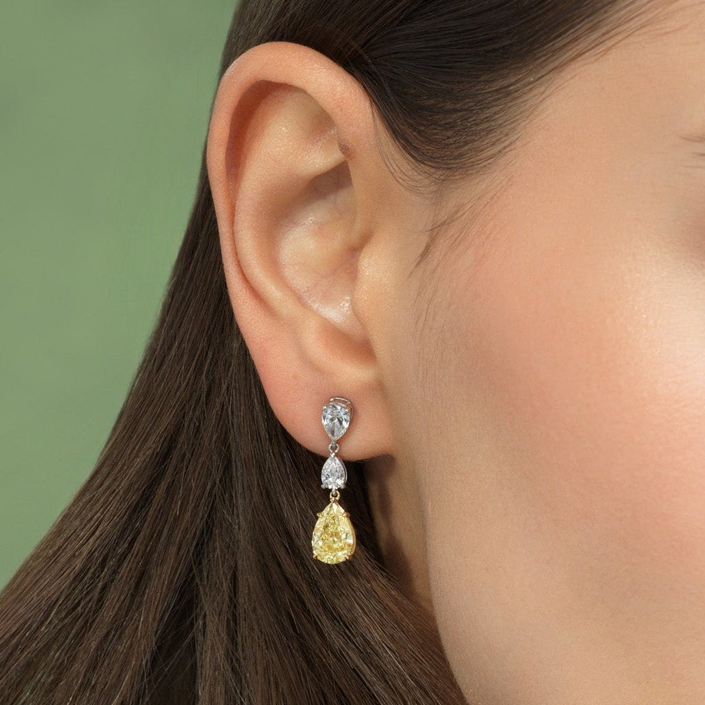 5.63ctw Yellow Pear Diamond Drop Earrings VS GIA — view 2 — Laura Milman New York