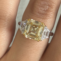 Fancy Yellow Asscher Diamond Ring in 18K Yellow and White Gold view 2