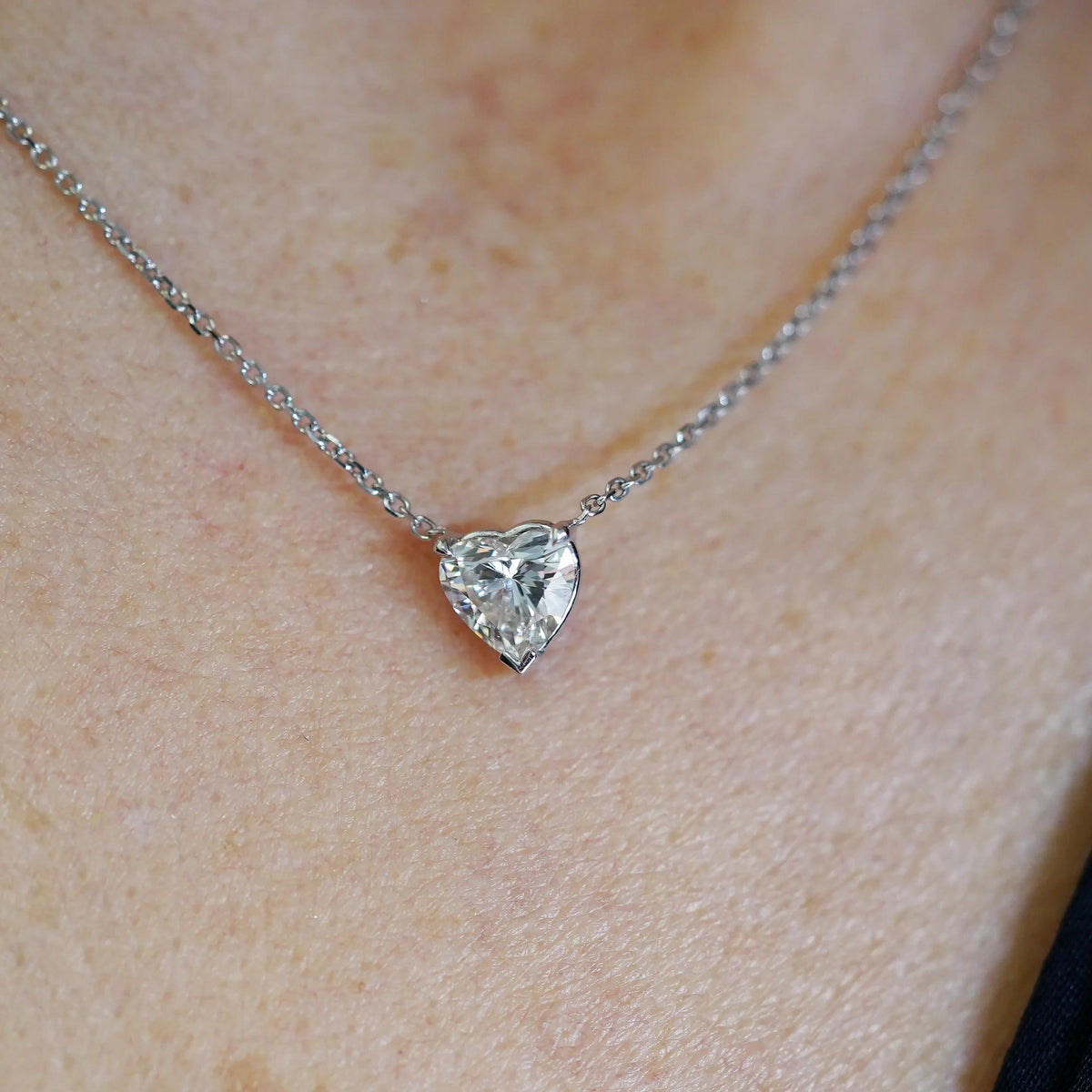 Lab Grown Heart Shaped Diamond Pendant in 14k White Gold .90ct — Laura Milman New York