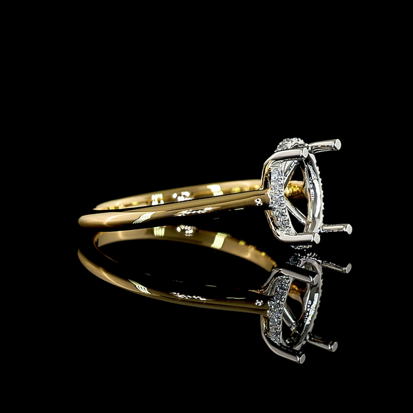 Hidden Halo Ring Setting in 18K Yellow Gold & Platinum – 0.09 CT view 2