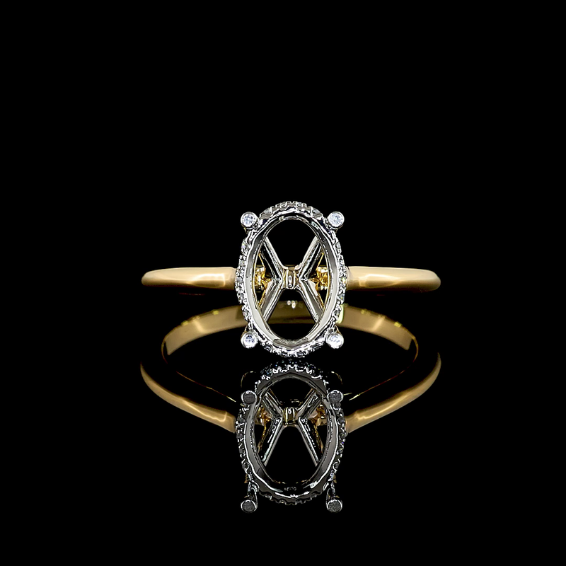 Hidden Halo Ring Setting in 18K Yellow Gold & Platinum – 0.09 CT — Laura Milman New York
