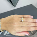 Yellow and White Pear Diamond Halfway Band in 18K White Gold view 3