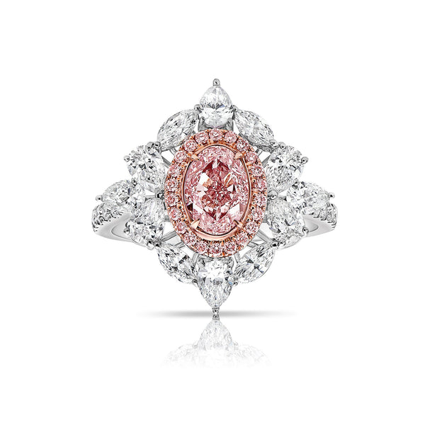1.03ct Fancy Light Pink Oval Diamond Ring SI2 GIA