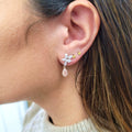 Pink Diamond Drop Earrings in Rose Gold and White Gold view 3