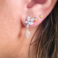 Pink Diamond Drop Earrings in Rose Gold and White Gold view 4
