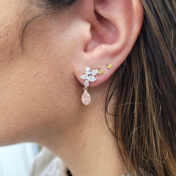 1.19ct & 1.16ct Pink Diamond Drop Earrings GIA — view 2