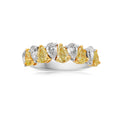 Yellow and White Pear Diamond Halfway Band in 18K White Gold view 1