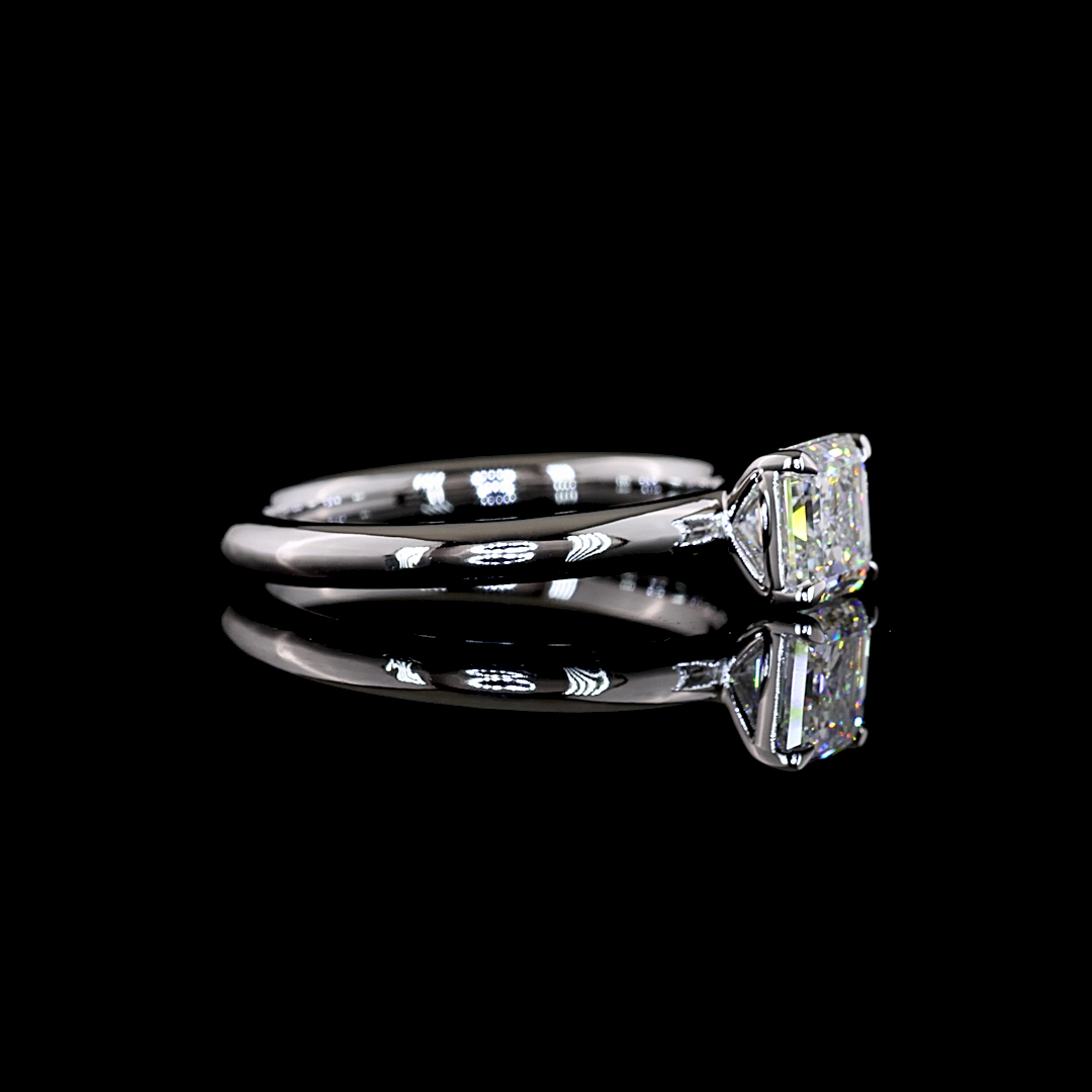 Asscher Solitaire setting design reference in 14K white gold; pictured center diamond is not included — Laura Milman New York