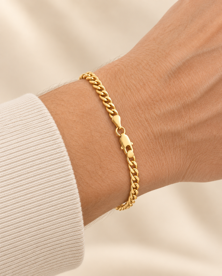 4.4mm Curb Chain Bracelet in 14K Yellow Gold