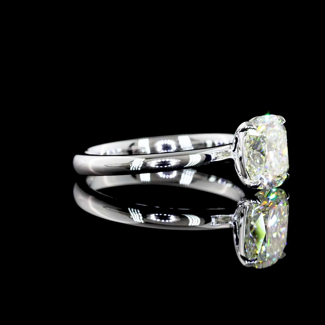 Elongated Cushion Prong Solitaire setting design reference in 14K white gold; pictured center diamond is not included — Laura Milman New York
