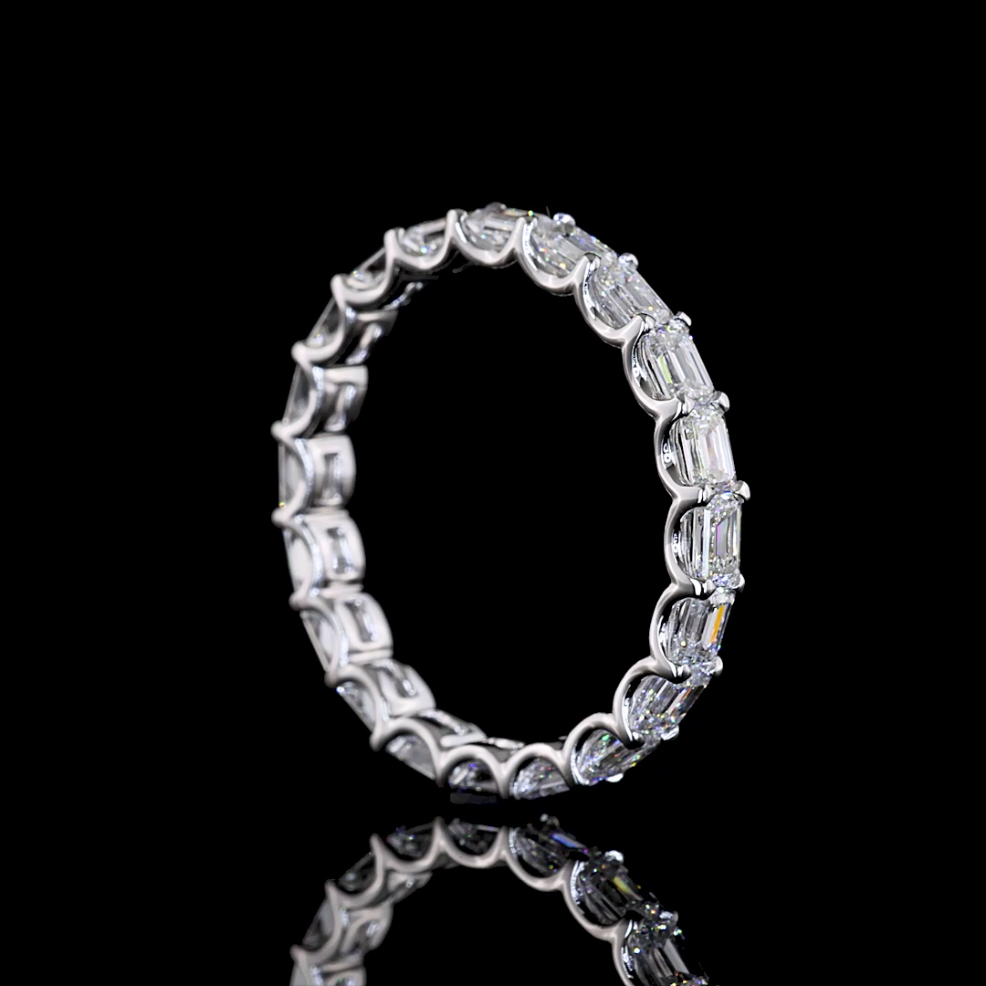 Laura Milman New York emerald diamond eternity band in white gold, 14K reference, view 3