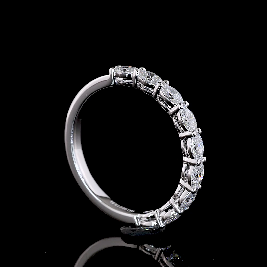 Laura Milman New York oval diamond half eternity band in white gold, 14K reference, view 3
