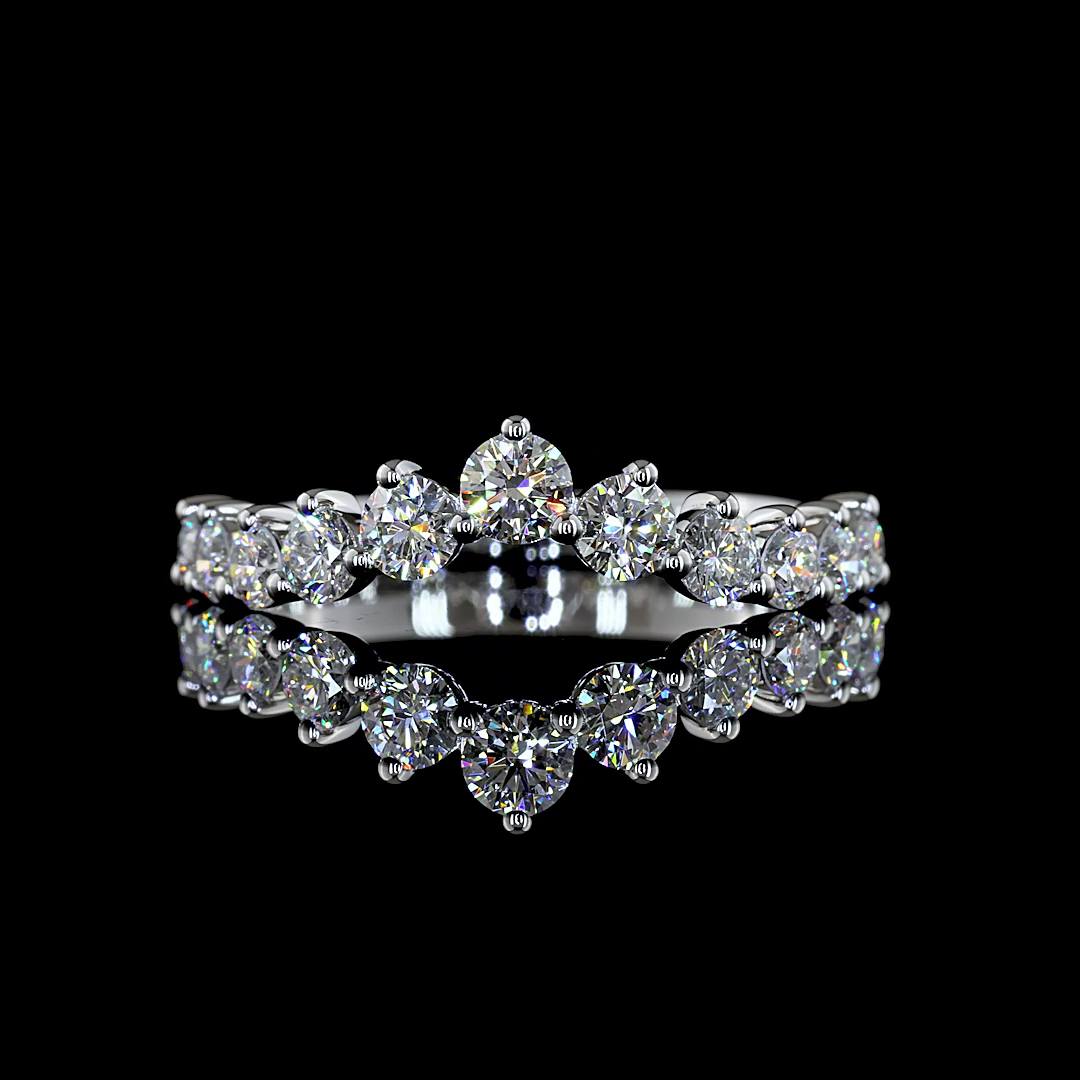 Laura Milman New York round diamond half eternity band in white gold, 14K reference, view 1