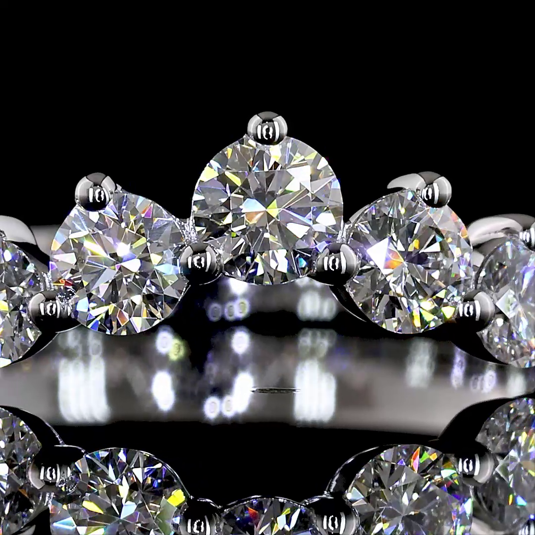 Laura Milman New York round diamond half eternity band in white gold, 14K reference, view 2
