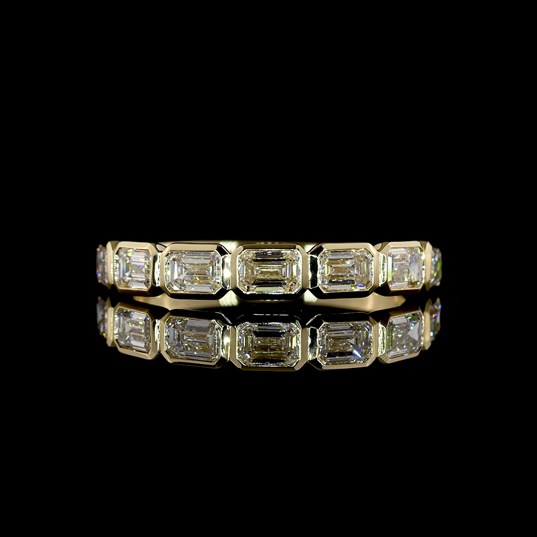 Laura Milman New York emerald diamond seven-stone band in yellow gold, 14K reference, view 1