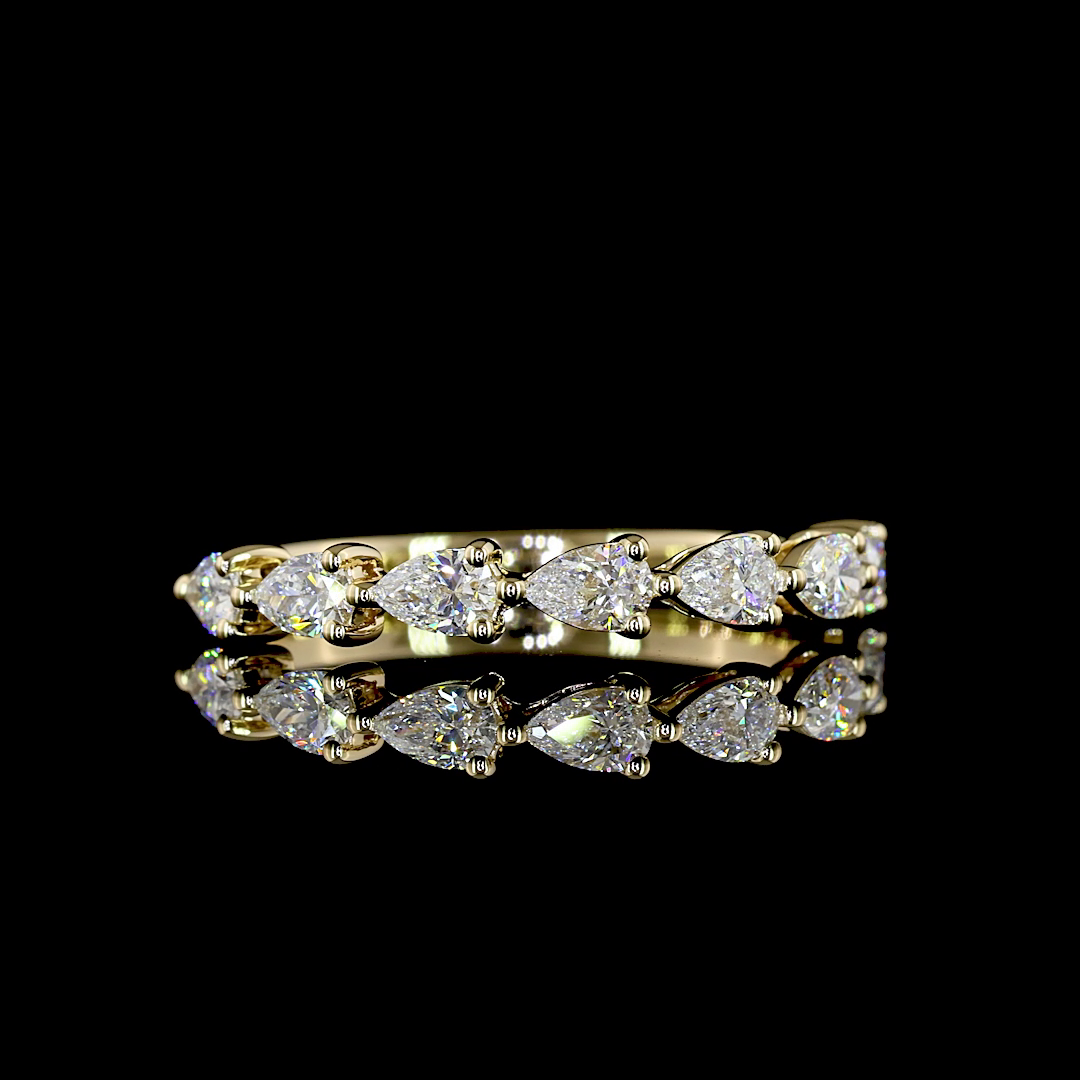 Laura Milman New York pear diamond seven-stone band in yellow gold, 14K reference, view 1