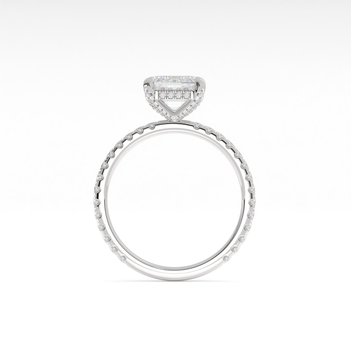 Emerald Pavé Hidden Halo setting design reference in 14K white gold; pictured center diamond is not included — Laura Milman New York