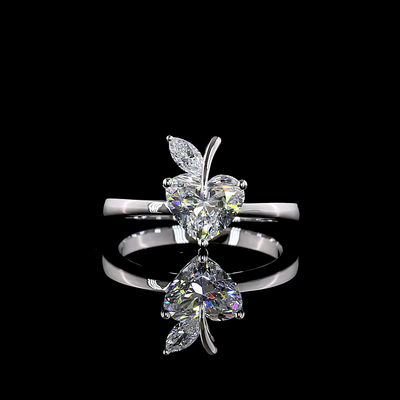 Heart and Marquise Two-Stone setting design reference in 14K white gold; pictured center diamond is not included
