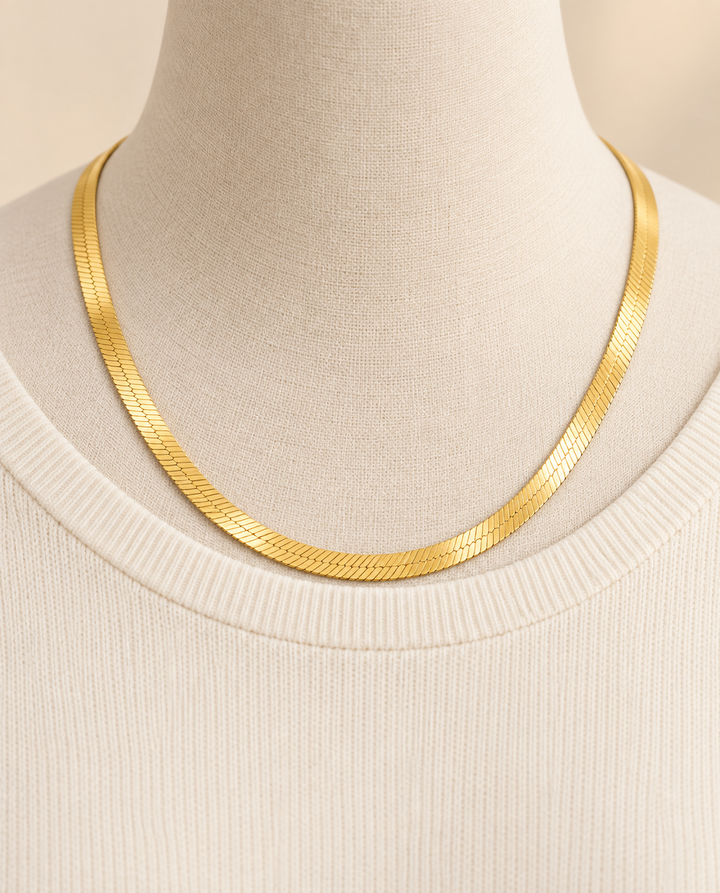 3.8mm Herringbone Chain Necklace in 14K Yellow Gold
