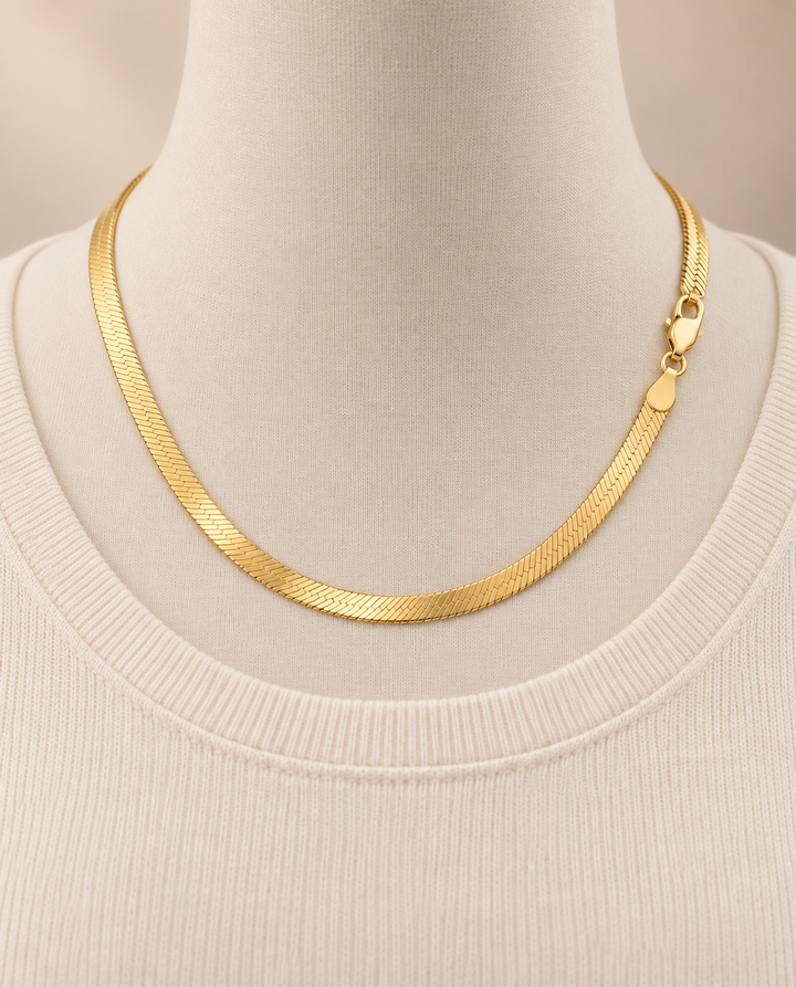 4.6mm Herringbone Chain Necklace in 14K Yellow Gold